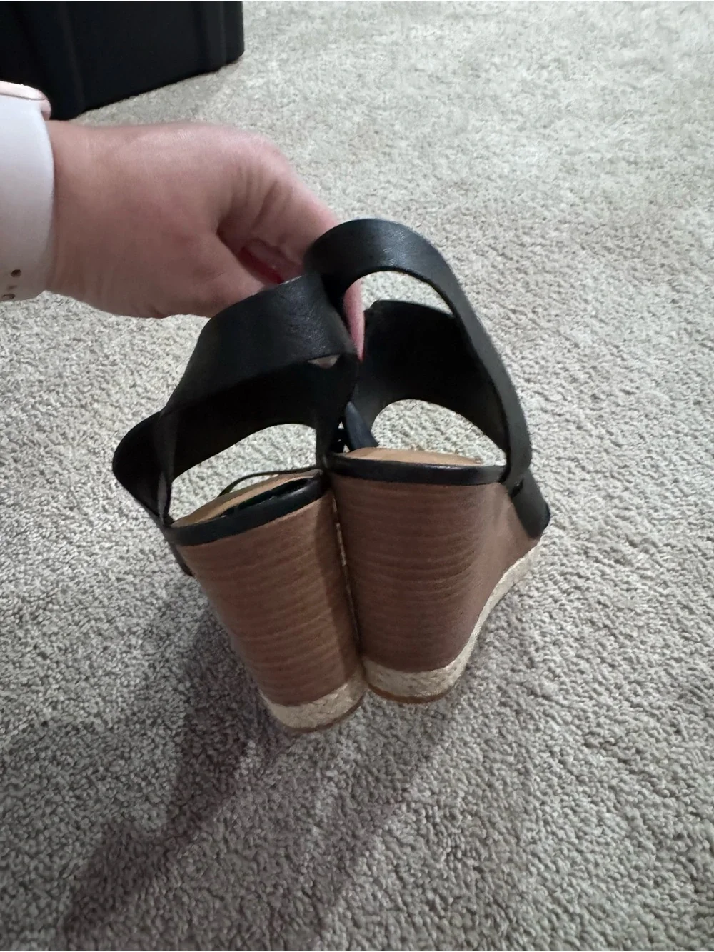Lucky Brand Black Leather Crisscross Platform Wedge Sandals Women’s Size 8.5
